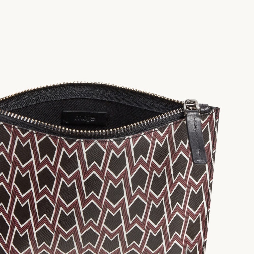 Maje Pochette - Black/Burgundy/White